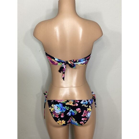New. Pilyq floral ruffle and string bandeau bikini. - Picture 4 of 8